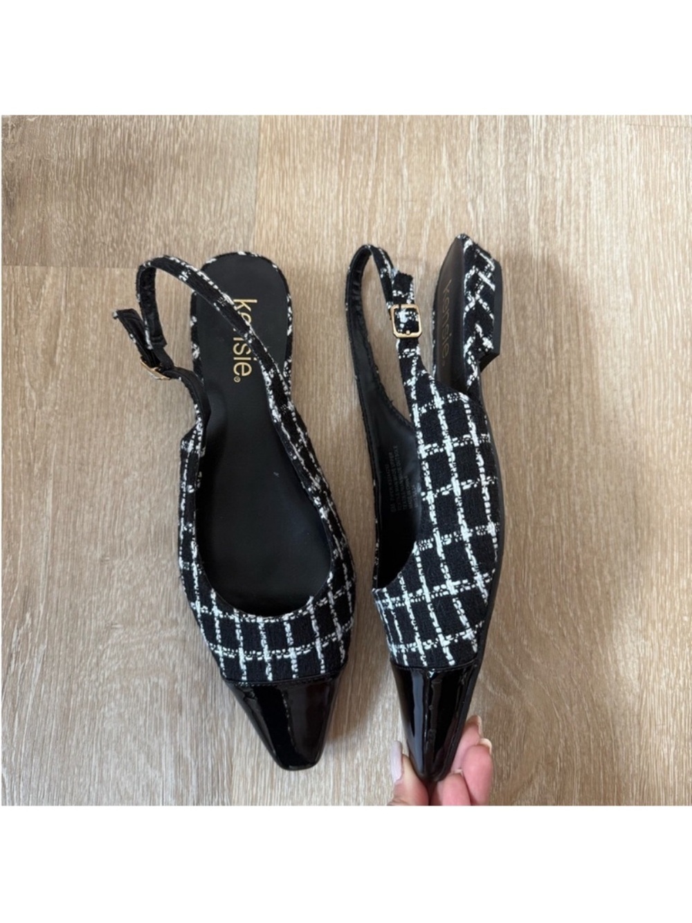 Kensie Black and White Tweed Women's Slingback Shoes NWOT size 8